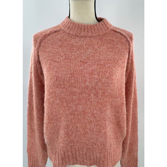 Topshop Peach Crewneck Sweater Knit Raglan Pullover Orange Small - Picture 1 of 10